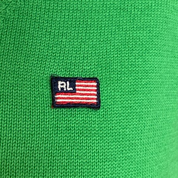 Vintage Polo Jeans Co Ralph Lauren Sweater Wm Green American Flag Preppy Y2K-XL - Picture 3 of 12